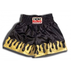 THAI SHORTS BLACK WITH GOLDEN FLAMES