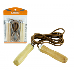 LEATHER ROPE WITH WOODEN SWIVEL HANDLES 