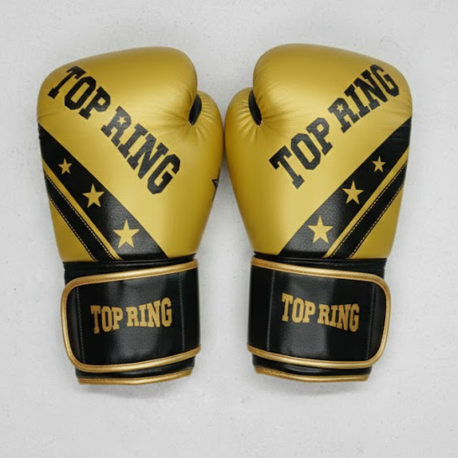 GUANTE BOXEO PIEL DORADO NEGRO