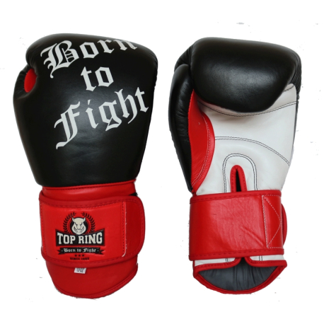GUANTE BOXEO PIEL DELUXE NEGRO/ROJO/BLANCO LETRAS