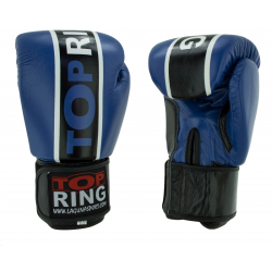 GUANTE BOXEO PVC AZUL-NEGRO TOP RING